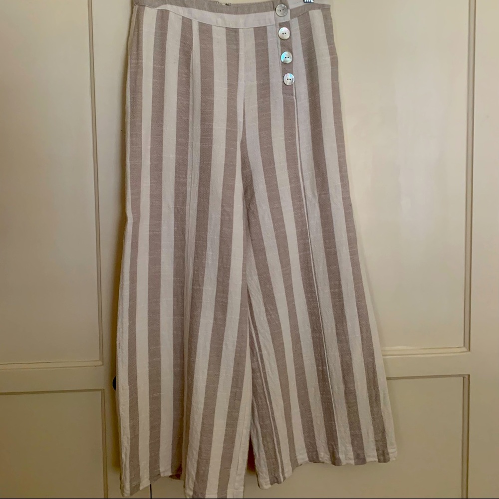 Love & Piece Tan & White Striped Pants